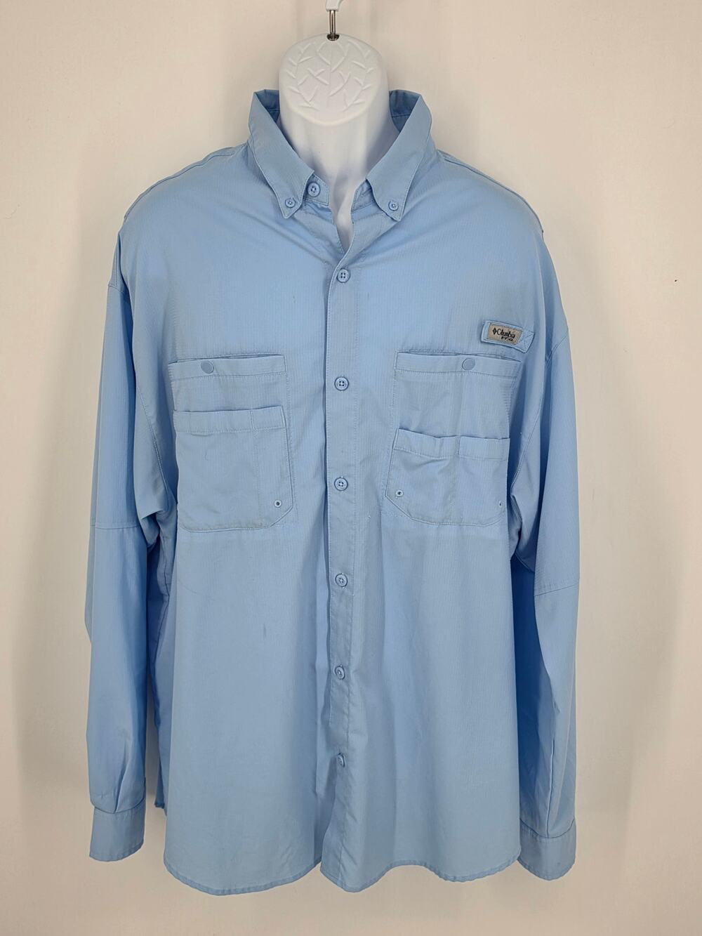 Columbia PFG Shirt XL Blue Tamiami Long Sleeve Button Up Fishing Top Omni-Shade
